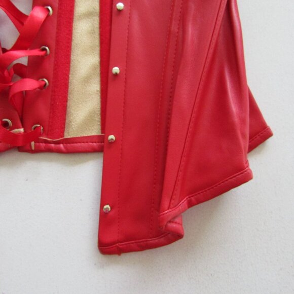 Red Faux Leather Corset Set - NEW - Picture 8 of 11